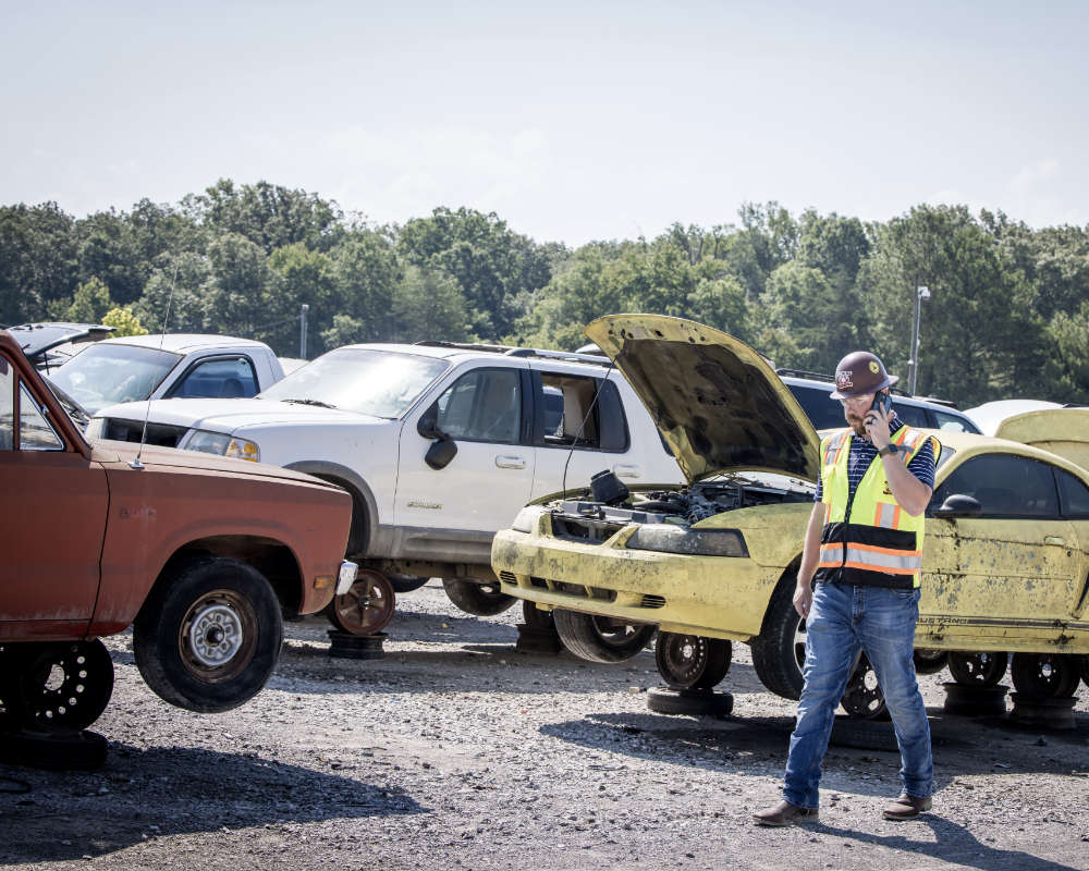 Ford Mustang parts car at scrap yard